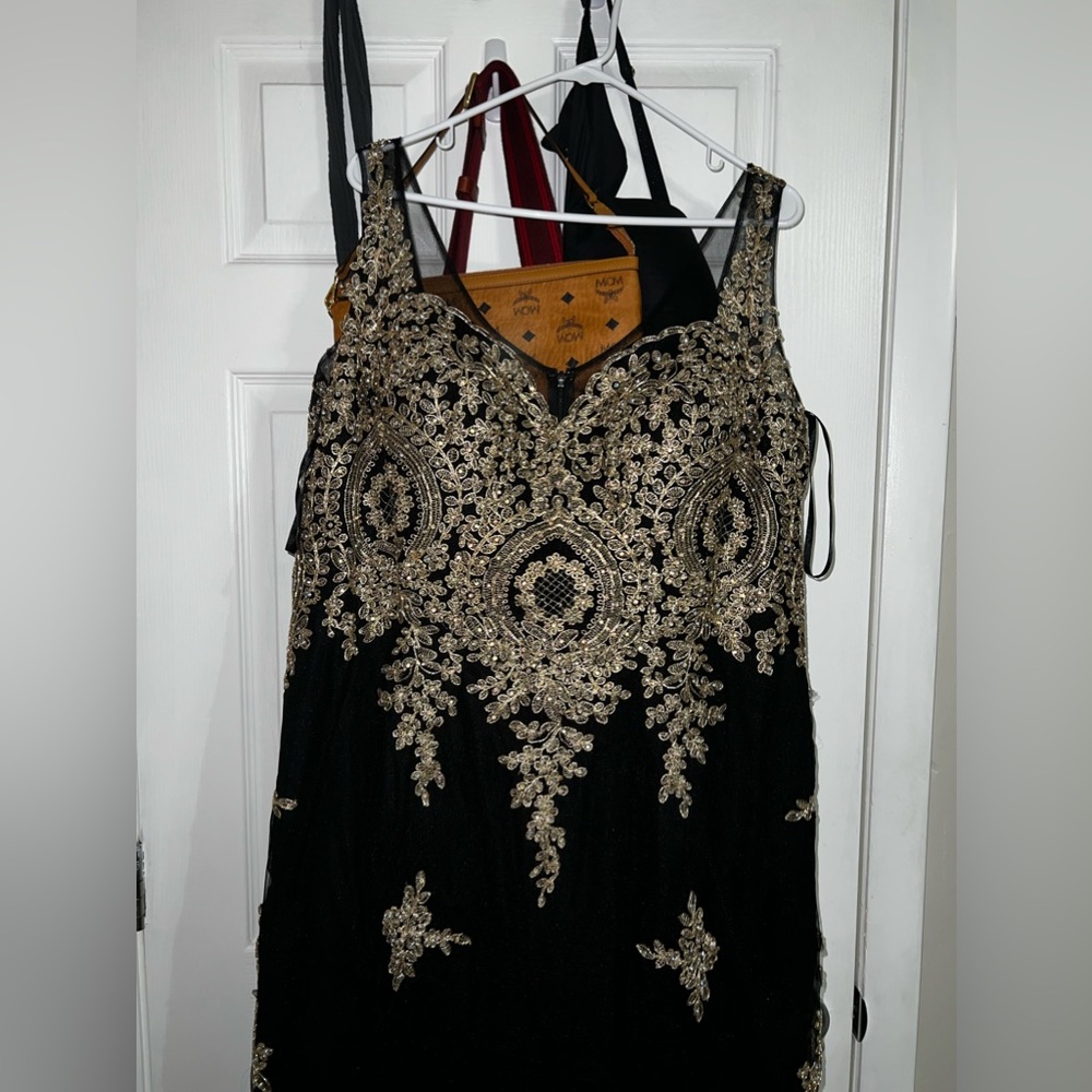 Black & Gold Mermaid style dress.